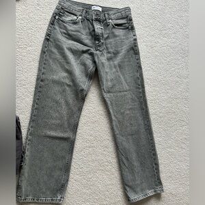 Zara mid rise straight jeans with embellishments